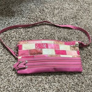 Nicole Lee faux leather pink crossbody